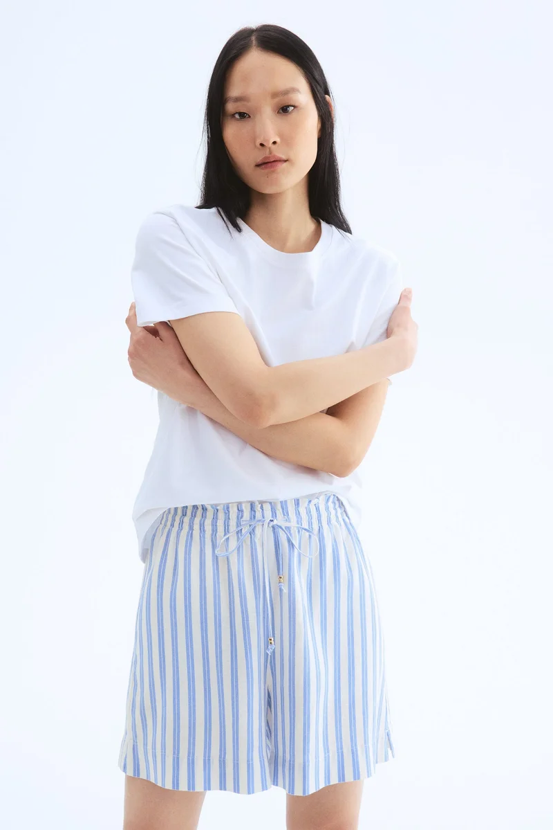 H&M Linen-blend drawstring shorts